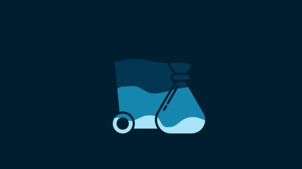 White Trash Can Garbage Bag Icon Isolated Blue Background Garbage — Vídeos de Stock