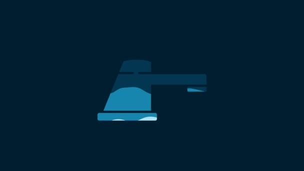 White Water Tap Icon Isolated Blue Background Video Motion Graphic — Stockvideo