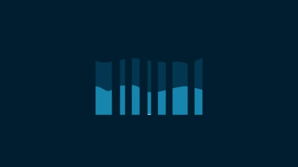 White Barcode Icon Isolated Blue Background Video Motion Graphic Animation — Stok video