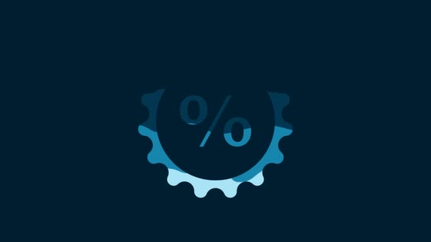 White Discount Percent Tag Icon Isolated Blue Background Shopping Tag — Vídeo de Stock