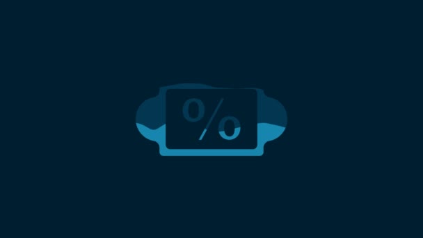 White Discount Percent Tag Icon Isolated Blue Background Shopping Tag — Vídeo de Stock