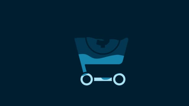 White Shopping Cart Dollar Symbol Icon Isolated Blue Background Online — Stockvideo