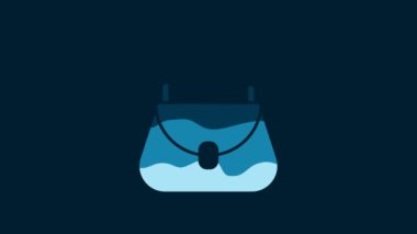 White Handbag icon isolated on blue background. Female handbag sign. Glamour casual baggage symbol. 4K Video motion graphic animation.