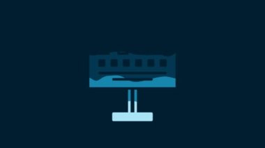 White Eye test chart icon isolated on blue background. Poster for vision testing in ophthalmic study. Snellen chart. 4K Video motion graphic animation.