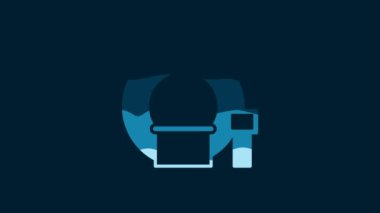 White Tomography icon isolated on blue background. Medical scanner, radiation. Diagnosis, radiology, magnetic resonance therapy. 4K Video motion graphic animation.