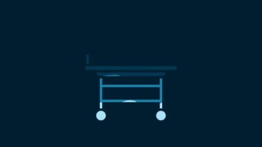White Operating table icon isolated on blue background. 4K Video motion graphic animation.