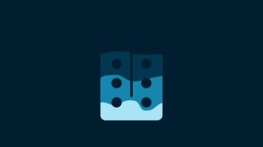 White Pills in blister pack icon isolated on blue background. Medical drug package for tablet, vitamin, antibiotic, aspirin. 4K Video motion graphic animation.
