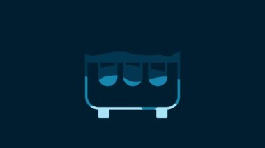 White Test tube and flask chemical laboratory test icon isolated on blue background. Laboratory glassware sign. 4K Video motion graphic animation.
