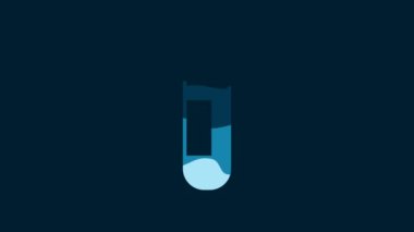 White Test tube or flask with blood icon isolated on blue background. Laboratory, chemical, scientific glassware sign. 4K Video motion graphic animation.