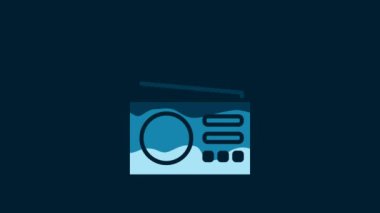 White Smart radio system icon isolated on blue background. Internet of things concept with wireless connection. 4K Video motion graphic animation.