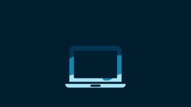 White Wireless laptop icon isolated on blue background. Internet of things concept with wireless connection. 4K Video motion graphic animation.