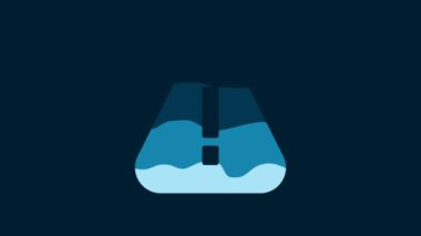 White Exclamation mark in triangle icon isolated on blue background. Hazard warning sign, careful, attention, danger warning sign. 4K Video motion graphic animation.