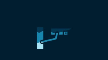 White Smart security camera icon isolated on blue background. Internet of things concept with wireless connection. 4K Video motion graphic animation.