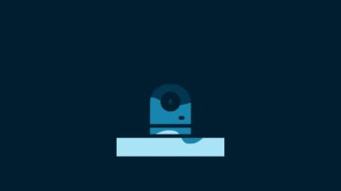 White Smart security camera icon isolated on blue background. Internet of things concept with wireless connection. 4K Video motion graphic animation.