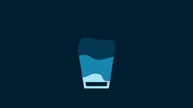 White Canteen water bottle icon isolated on blue background. Tourist flask icon. Jar of water use in the campaign. 4K Video motion graphic animation.
