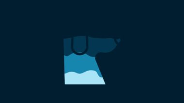 White Dog icon isolated on blue background. 4K Video motion graphic animation.