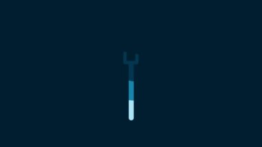 White Medieval spear icon isolated on blue background. Medieval weapon. 4K Video motion graphic animation.