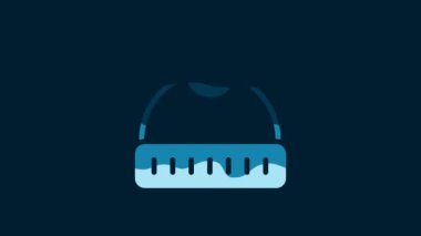 White Winter hat icon isolated on blue background. 4K Video motion graphic animation.