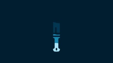 White Hunter knife icon isolated on blue background. Army knife. 4K Video motion graphic animation.