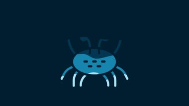 White Crab icon isolated on blue background. 4K Video motion graphic animation.