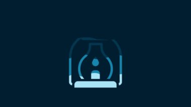 White Camping lantern icon isolated on blue background. 4K Video motion graphic animation.