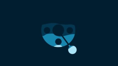White Spinning reel for fishing icon isolated on blue background. Fishing coil. Fishing tackle. 4K Video motion graphic animation.