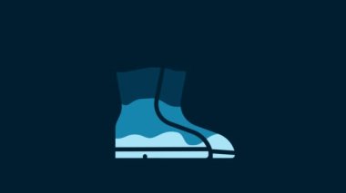White Fishing boots icon isolated on blue background. Waterproof rubber boot. Gumboots for rainy weather, fishing, hunter, gardening. 4K Video motion graphic animation.