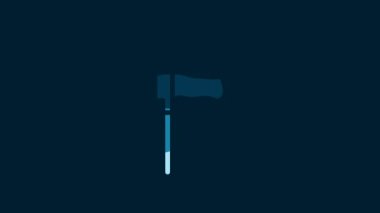 White Fishing net with fish icon isolated on blue background. 4K Video motion graphic animation.