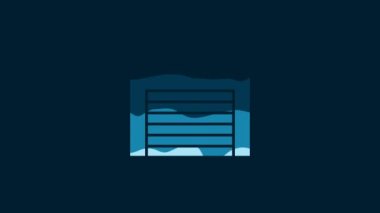 White Garage icon isolated on blue background. 4K Video motion graphic animation.