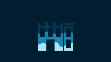 White House icon isolated on blue background. Home symbol. 4K Video motion graphic animation.