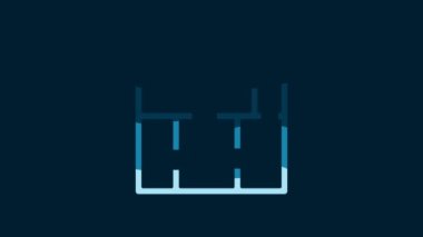 White House plan icon isolated on blue background. 4K Video motion graphic animation.