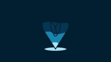 White Location corn icon isolated on blue background. 4K Video motion graphic animation.
