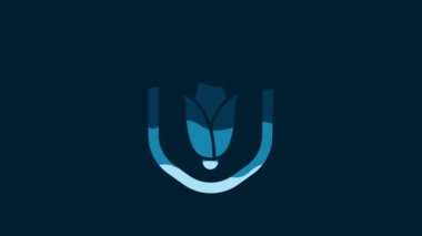 White Shield corn icon isolated on blue background. Security, safety, protection, privacy concept. 4K Video motion graphic animation.