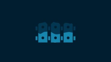 White Garden fence wooden icon isolated on blue background. 4K Video motion graphic animation.