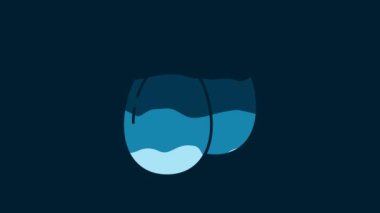 White Chicken egg icon isolated on blue background. 4K Video motion graphic animation.