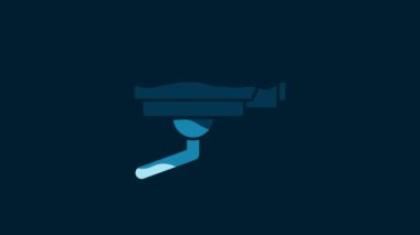 White Security camera icon isolated on blue background. 4K Video motion graphic animation.