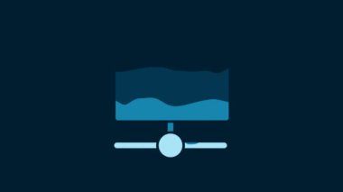 White FTP folder icon isolated on blue background. Software update, transfer protocol, router, teamwork tool management, copy process, info. 4K Video motion graphic animation.