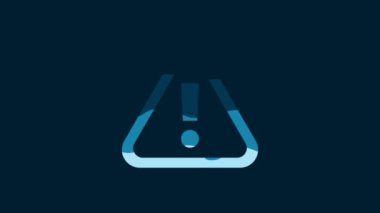 White Exclamation mark in triangle icon isolated on blue background. Hazard warning sign, careful, attention, danger warning sign. 4K Video motion graphic animation.