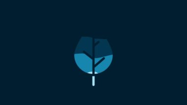 White Leaf icon isolated on blue background. Fresh natural product symbol. 4K Video motion graphic animation.