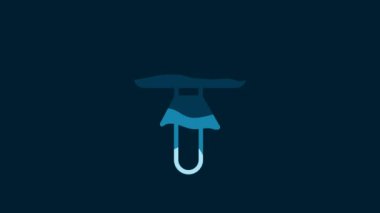 White Mushroom icon isolated on blue background. 4K Video motion graphic animation.