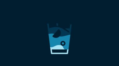 White Fresh smoothie icon isolated on blue background. 4K Video motion graphic animation.