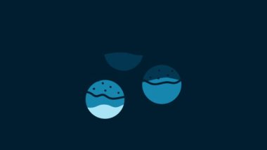 White Takoyaki icon isolated on blue background. Japanese street food. 4K Video motion graphic animation.