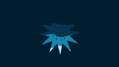 White Sea urchin icon isolated on blue background. 4K Video motion graphic animation.