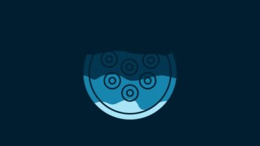 White Caviar on a plate icon isolated on blue background. 4K Video motion graphic animation.