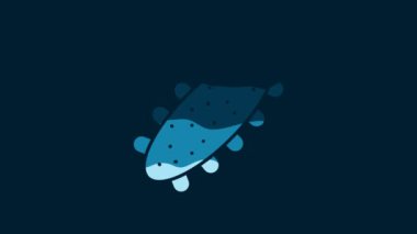 White Sea cucumber icon isolated on blue background. Marine food. 4K Video motion graphic animation.