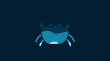 White Crab icon isolated on blue background. 4K Video motion graphic animation.