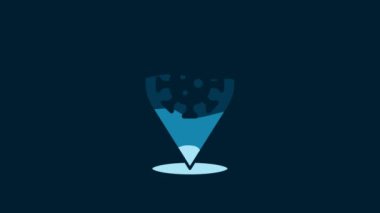 White Corona virus 2019-nCoV on location icon isolated on blue background. Bacteria and germs, cell cancer, microbe, fungi. 4K Video motion graphic animation.
