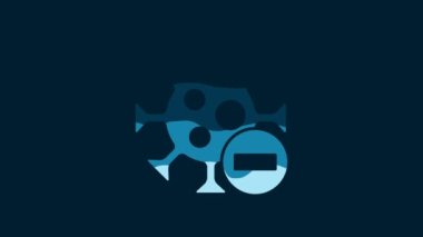 White Negative virus icon isolated on blue background. Corona virus 2019-nCoV. Bacteria and germs, cell cancer, microbe, fungi. 4K Video motion graphic animation.