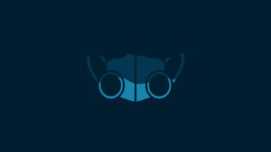 White Medical protective mask icon isolated on blue background. 4K Video motion graphic animation.