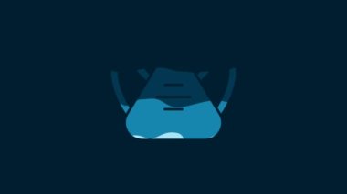 White Medical protective mask icon isolated on blue background. 4K Video motion graphic animation.